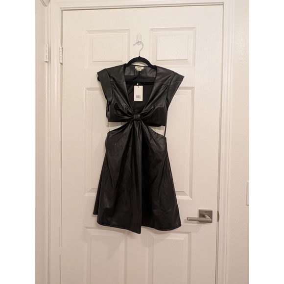 NWT Revolve Jason Wu Lexi Vegan Leather Mini Dress Waist Cutout Edgy size small - Picture 2 of 9